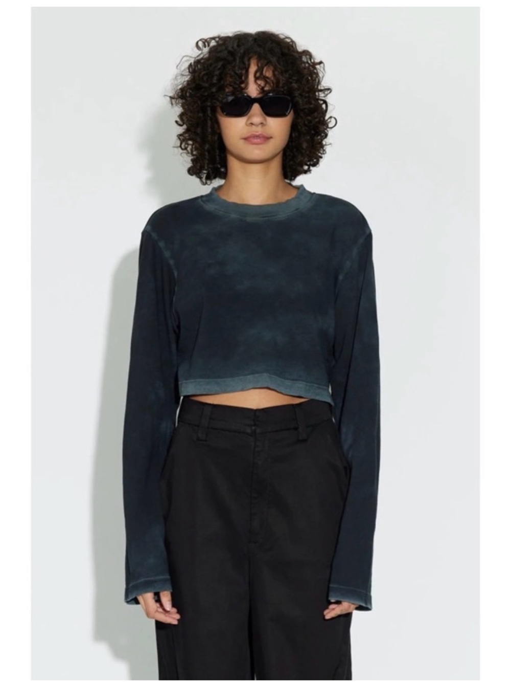 Cotton Citizen Tokyo Crop Shirt XS Black Vintage Oasis Tie Dye Grunge Fall Comfy